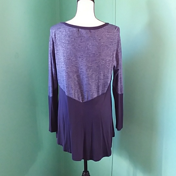 blue color block extra large long sleeve blouse - Picture 5 of 7